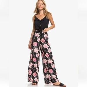NEW Roxy Beside Me Floral Wide Leg Beach Pants Size Small